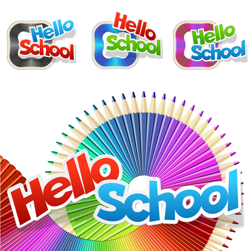 Back to school fashion vector material 01