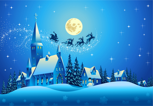 Beautiful Christmas Night winter vector background 02