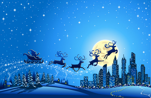 Beautiful Christmas Night winter vector background 03