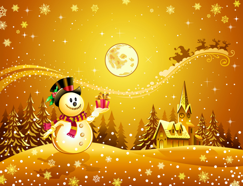 Beautiful Christmas Night winter vector background 04