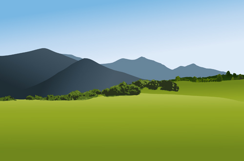 Beautiful fields landscapes vector set 01