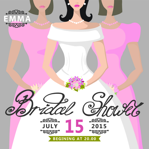 Bride with wedding invitation vector
