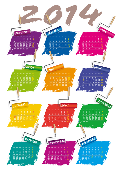 Calendar 2014 vector huge collection 47