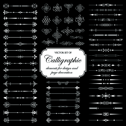 Calligraphic and decoration elements vector set