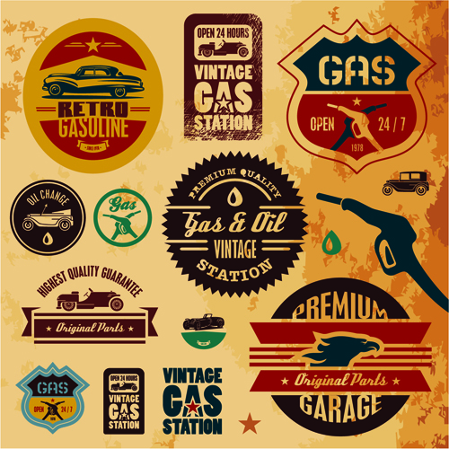 Different Car Service Labels vector 03