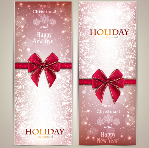 Christmas and new year gift cards ornate vector 02