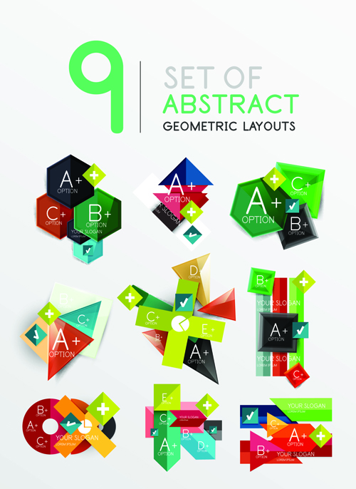 Colored origami infographic elements illustration vector 05