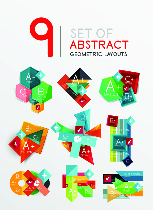 Colored origami infographic elements illustration vector 06