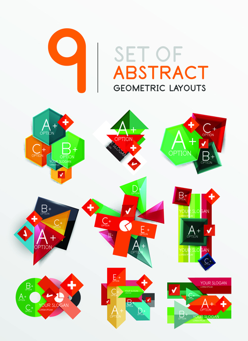 Colored origami infographic elements illustration vector 10
