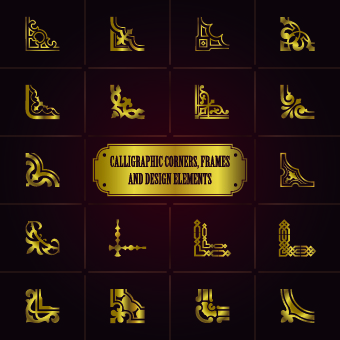 Corners gold design element vector