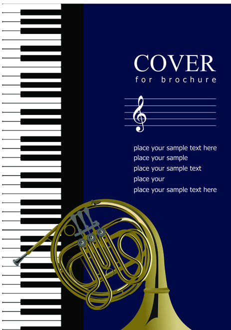 Music brochure Cover vector background 06