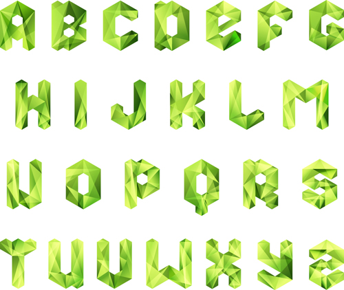 Different Crystal Alphabets mix design vector 02