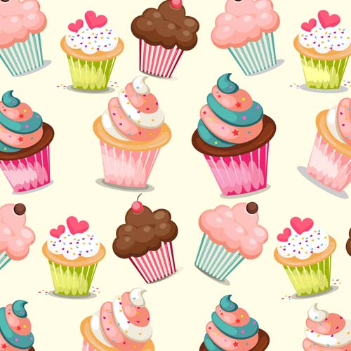 seamless pattern cute cupcake 