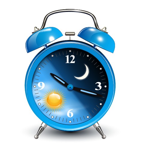 Cute blue alarm clock design vector