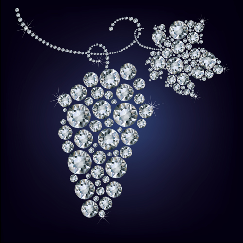 Diamonds with grapes vector material