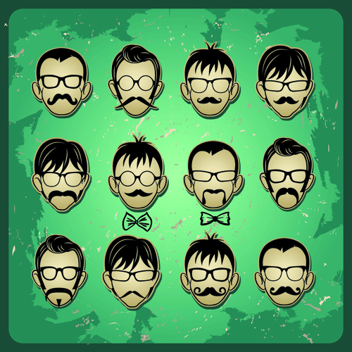 Mans Faces design vector 03