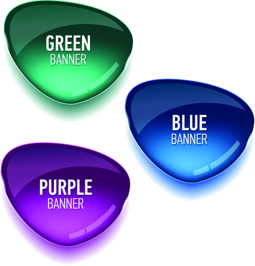 Glass textured color banners graphic vector 01