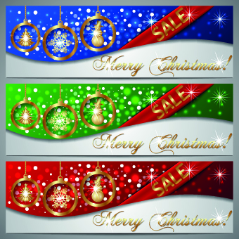 Gloss Christmas sale banner vector 01