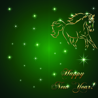 new year horse golden background 