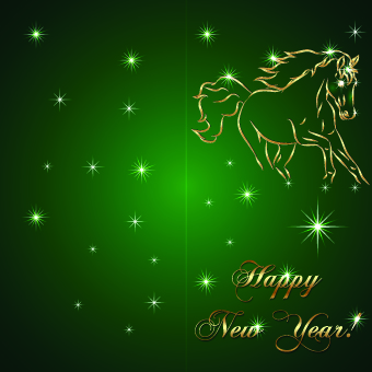 Golden Horse Happy New Year background