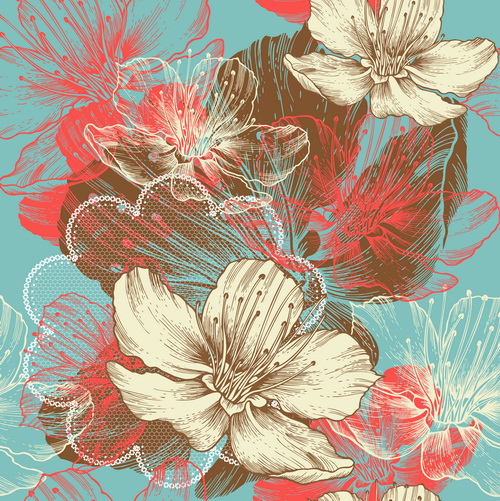 hand-draw hand drawn floral background floral abstract 