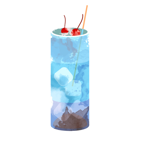 Hand drawn cocktail watercolor vector material 02