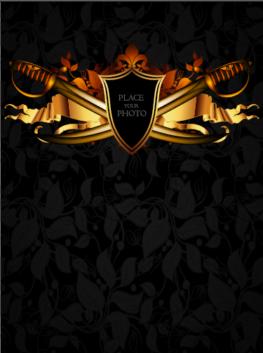Luxury arms with badge labels background vector 01