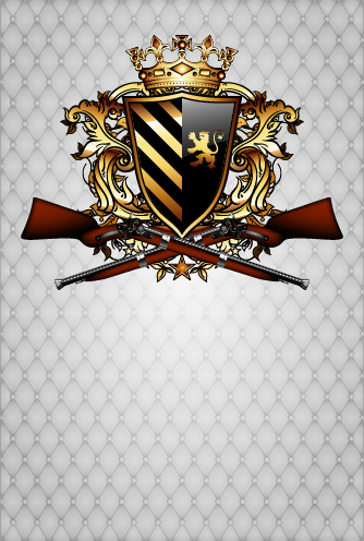 Luxury arms with badge labels background vector 02