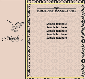 Golden frame menu cover design vector 04