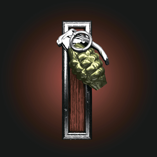 Metal alphabet with bullet and grenade vectors set 09