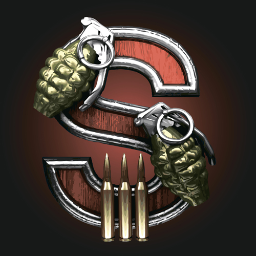 Metal alphabet with bullet and grenade vectors set 19