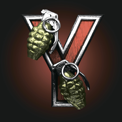Metal alphabet with bullet and grenade vectors set 25