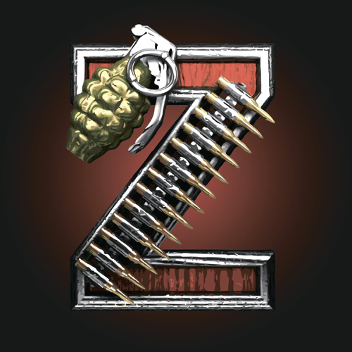 Metal alphabet with bullet and grenade vectors set 26