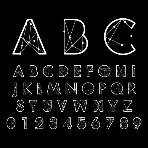 Number and alphabet creative design vectors 02