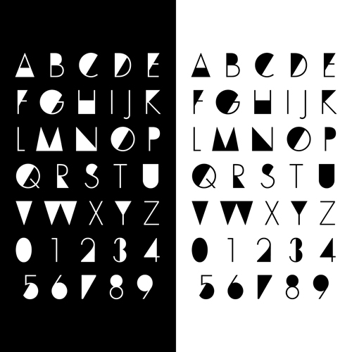 Number and alphabet creative design vectors 04