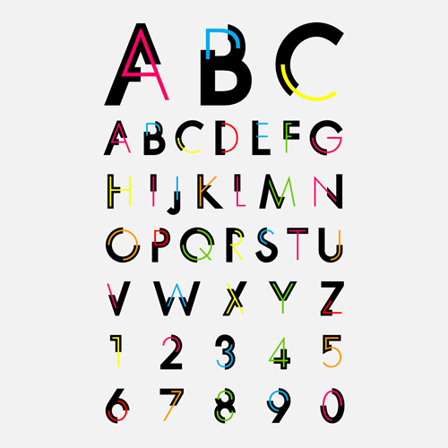 Number and alphabet creative design vectors 05