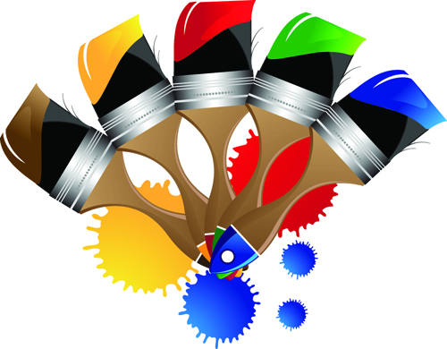 Colorful Paint elements art vector 03