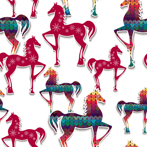 seamless pattern paper horse floral 