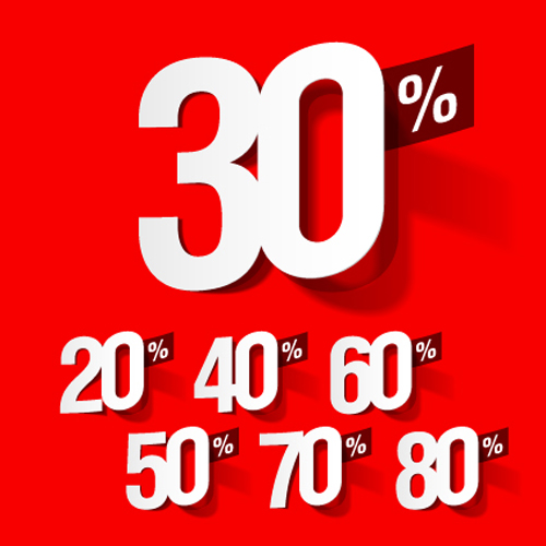 Red tags Stickers discount vector set 04
