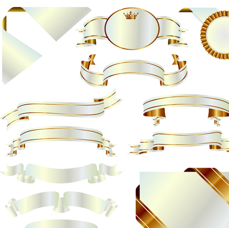 Ornate Ribbon and labels vector 01