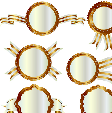 Ornate Ribbon and labels vector 02