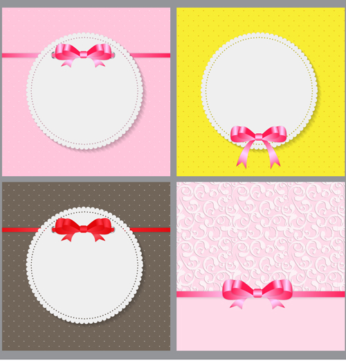 Ribbon bow with card vector design 01
