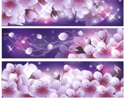 Cherry blossoms banner vectors material Cherry blossoms banner vectors material