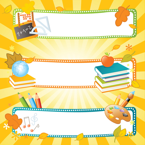 School style vector backgrounds set 01