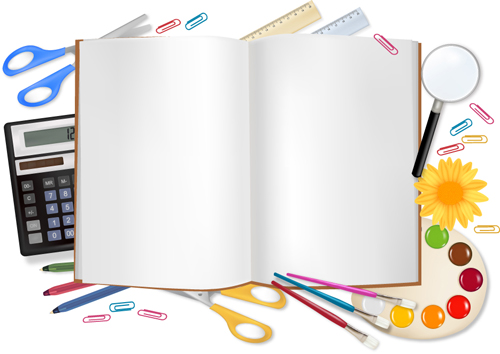 Different School supplies vector graphic set 02