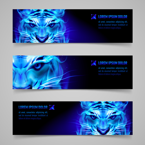 Shiny blue elements banners vector set 05