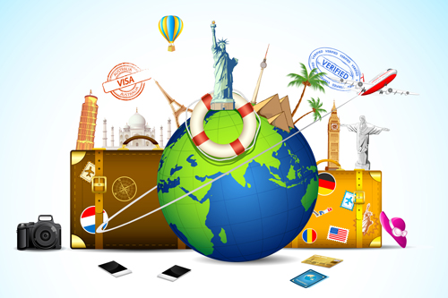 Travel design elements vector art 03