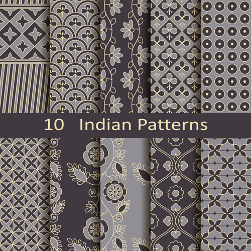 Vector Indian style seamless patterns 02