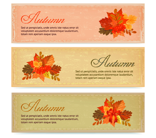 vintage leaves banners autumn 