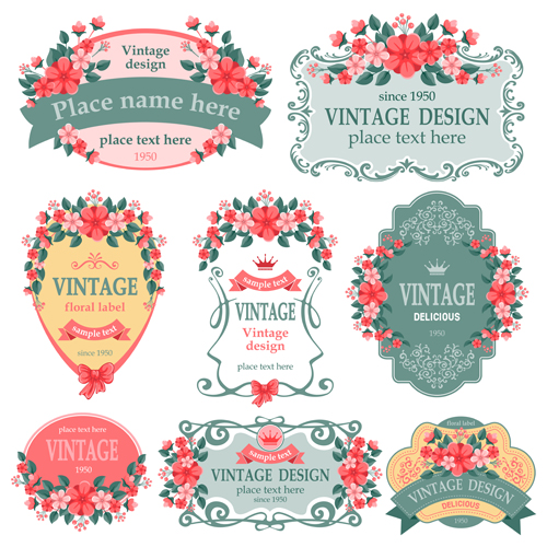 vintage labels floral 